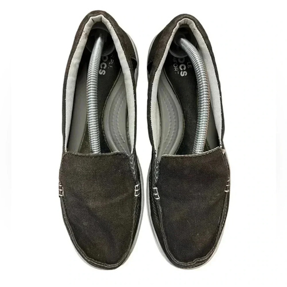 Crocs Walu II Black Canvas Slip On  Loafers Size 8 - Picture 2 of 7